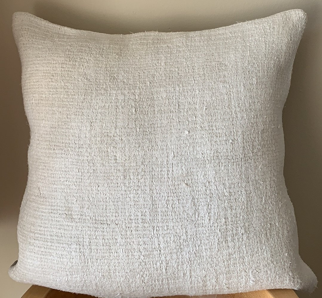 Vintage Turkish Hemp Pillow Case16x16 Small Beige Solid/Strips (size & color vary)