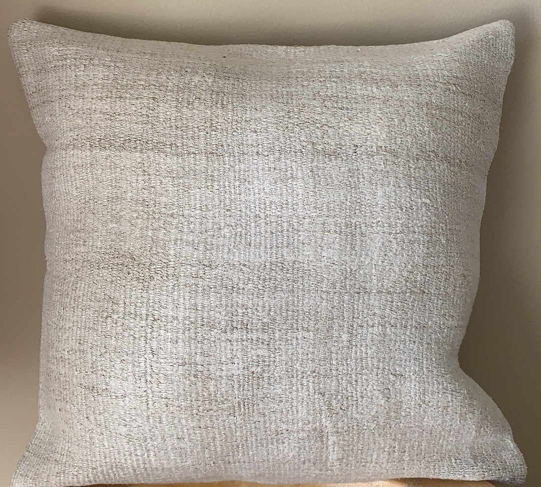 Vintage Turkish Hemp Pillow Case16x16 Small Beige Solid/Strips (size & color vary)