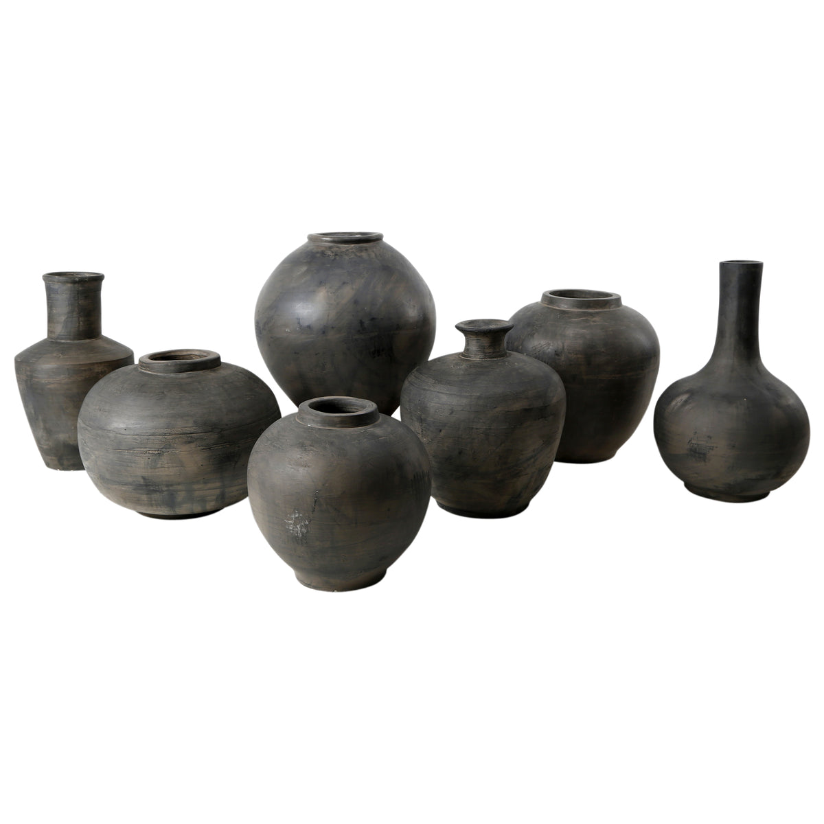 14" Earthy Gray Pottery Pot Conical