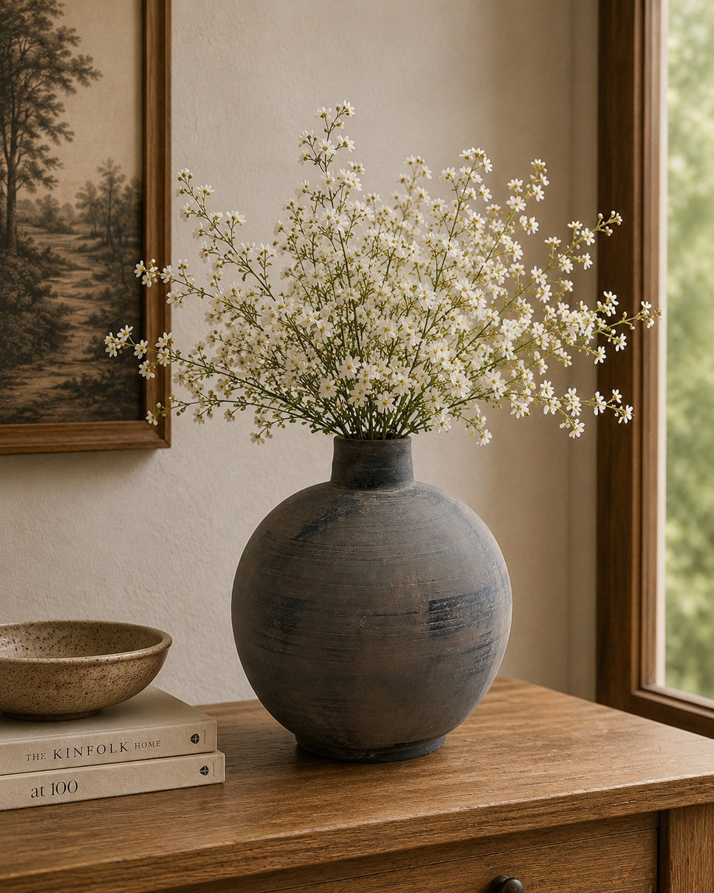 13" Earthy Gray pottery vase round (finish varies no two are the same)