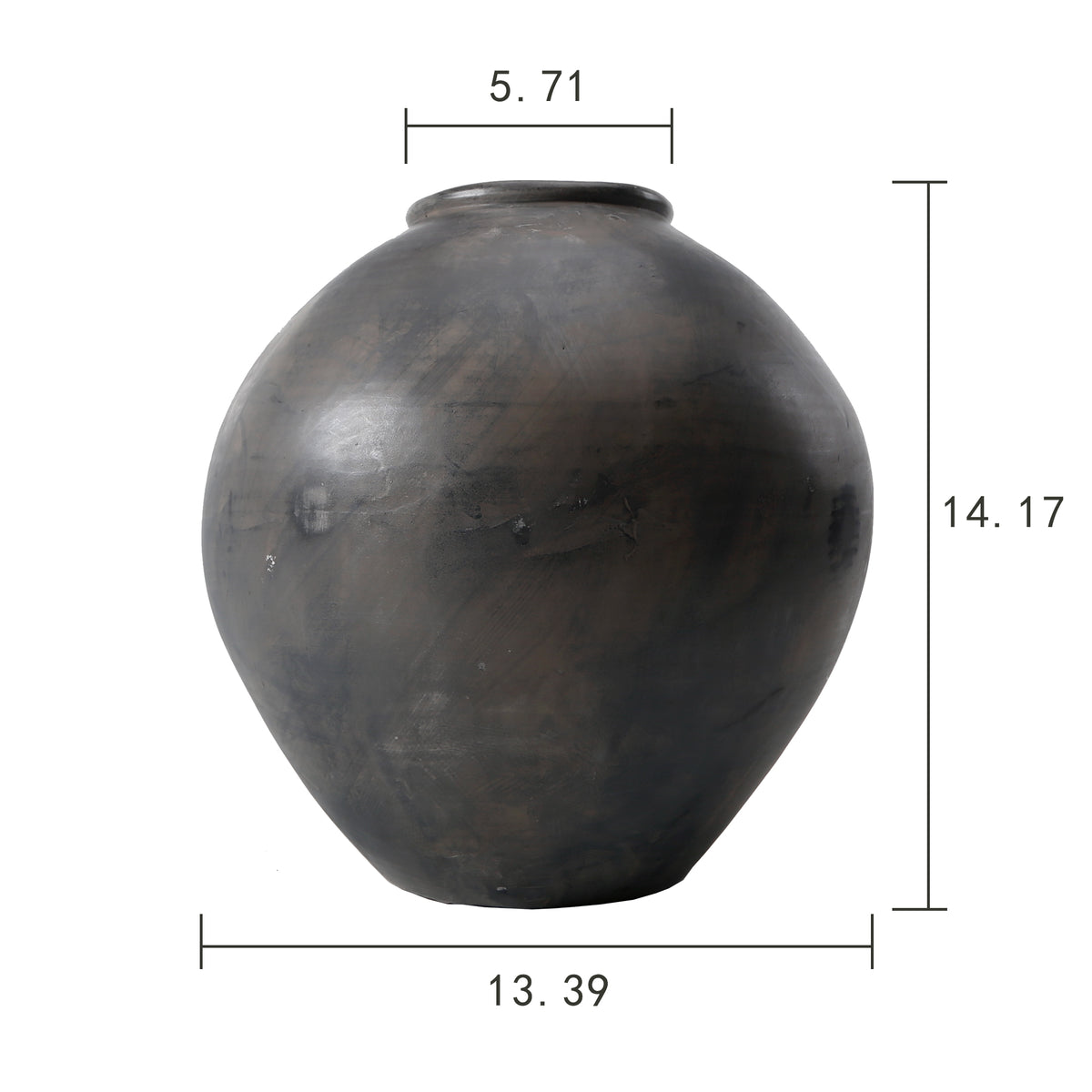 14" Earthy Gray Pottery Pot Conical