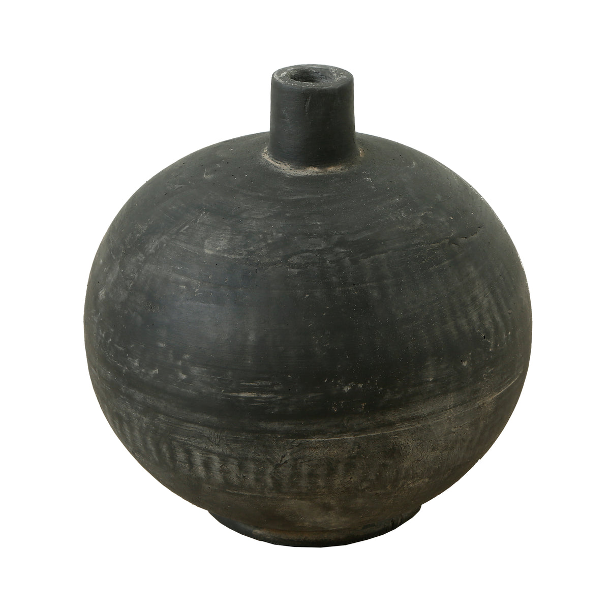 7" Earthy Gray Pottery Vase Small Opening