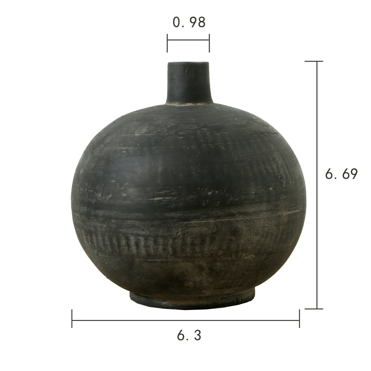 7" Earthy Gray Pottery Vase Small Opening