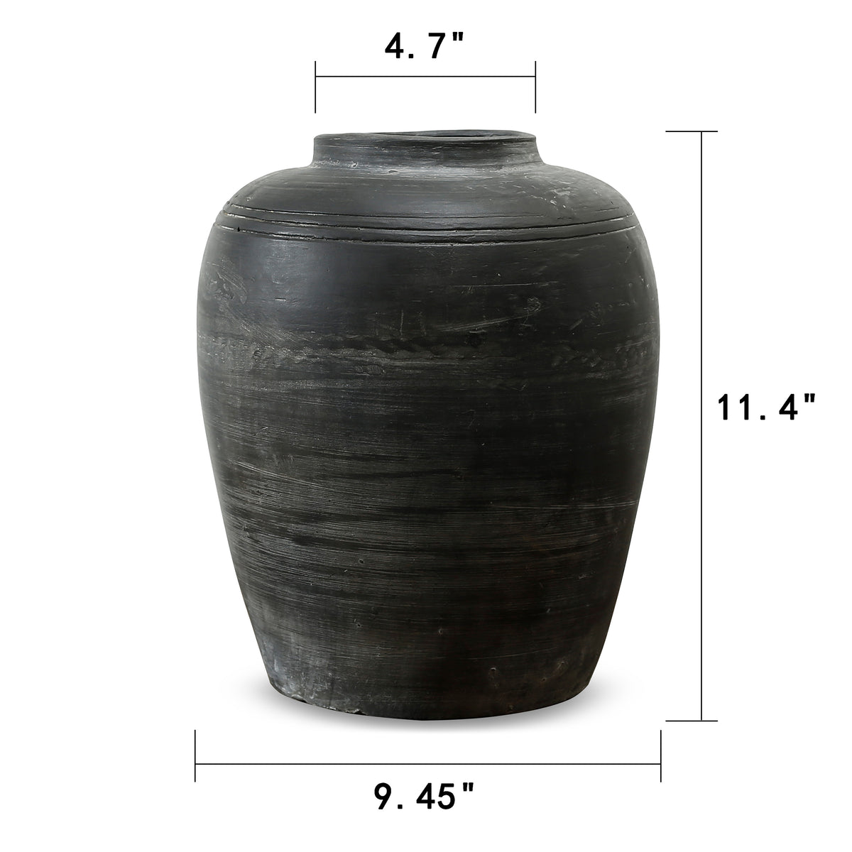 Approx 11" Earthy Gray Vase with Three Lines