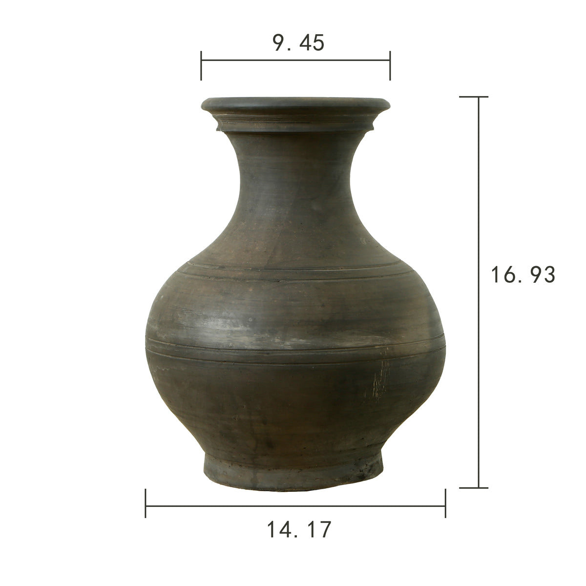 17" Earthy Gray Pottery Vase Large