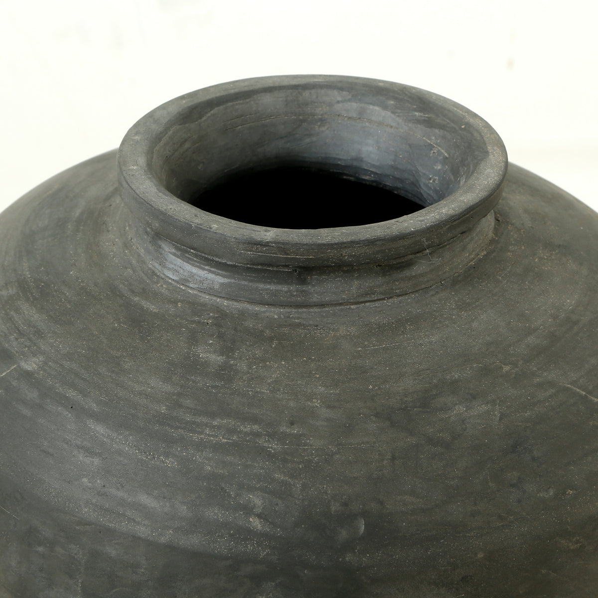 12" Earthy Gray Pottery Vase Cylinder-Shaped