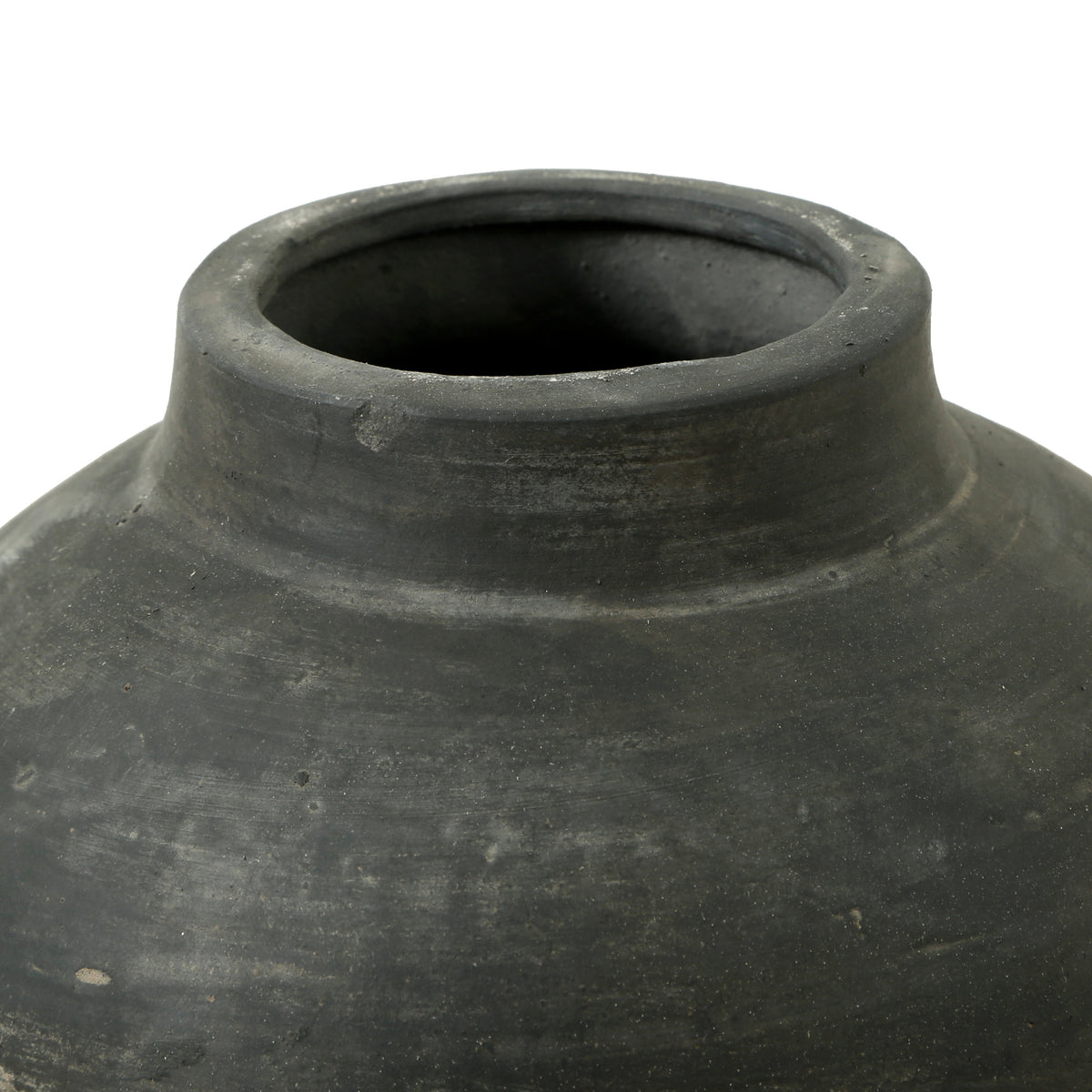 7" Earthy Gray Pottery Vase Wide Opening