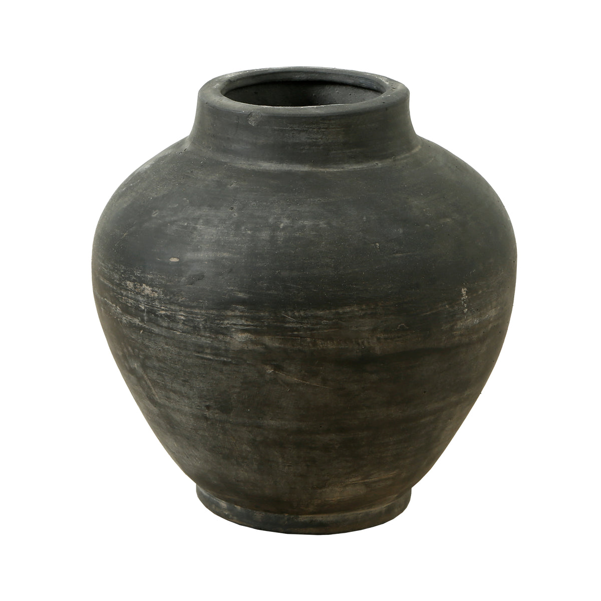 7" Earthy Gray Pottery Vase Wide Opening