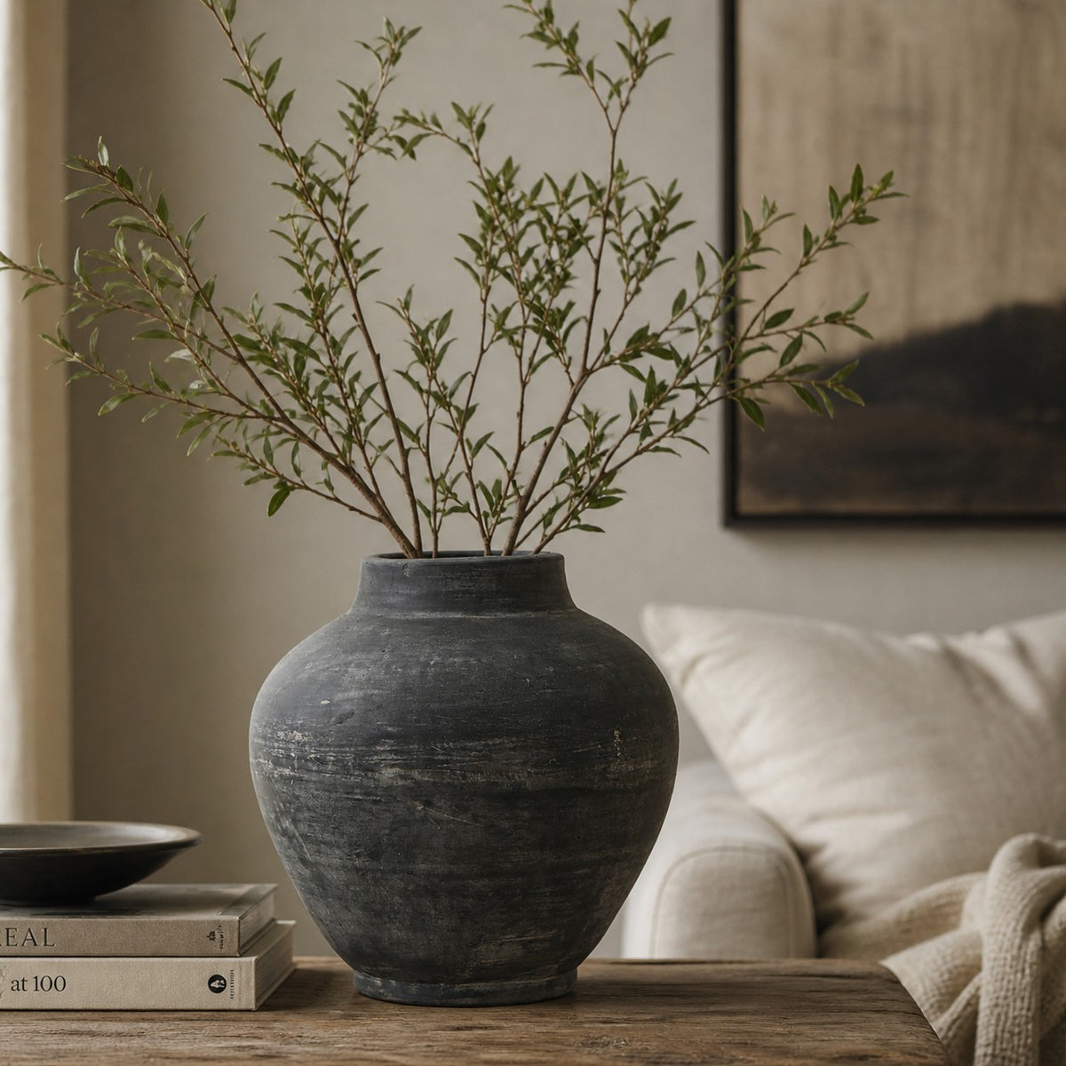 Approx. 7" Earthy Gray Vase Tapered Down Small