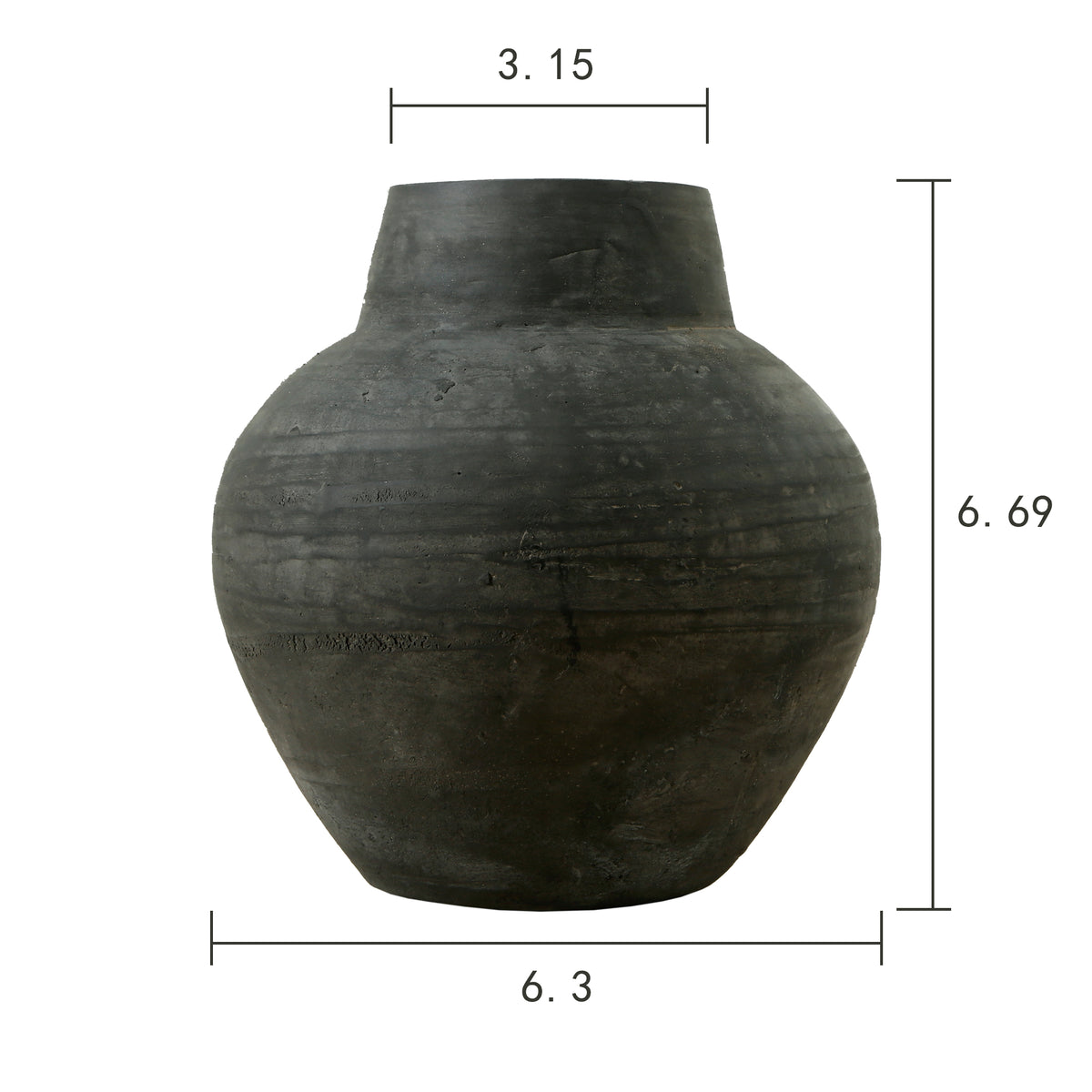 7" Earthy Gray Pottery Vase Wide Opening