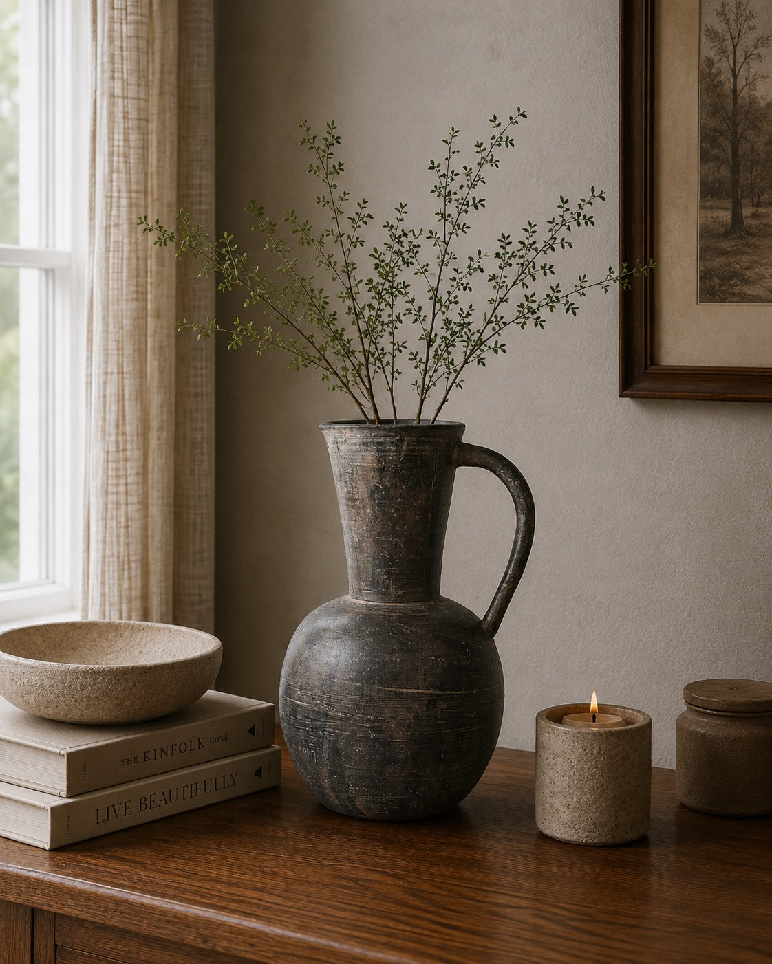 Approx. 10" H Charcoal Gray Picher Vintage Style(4" opening)