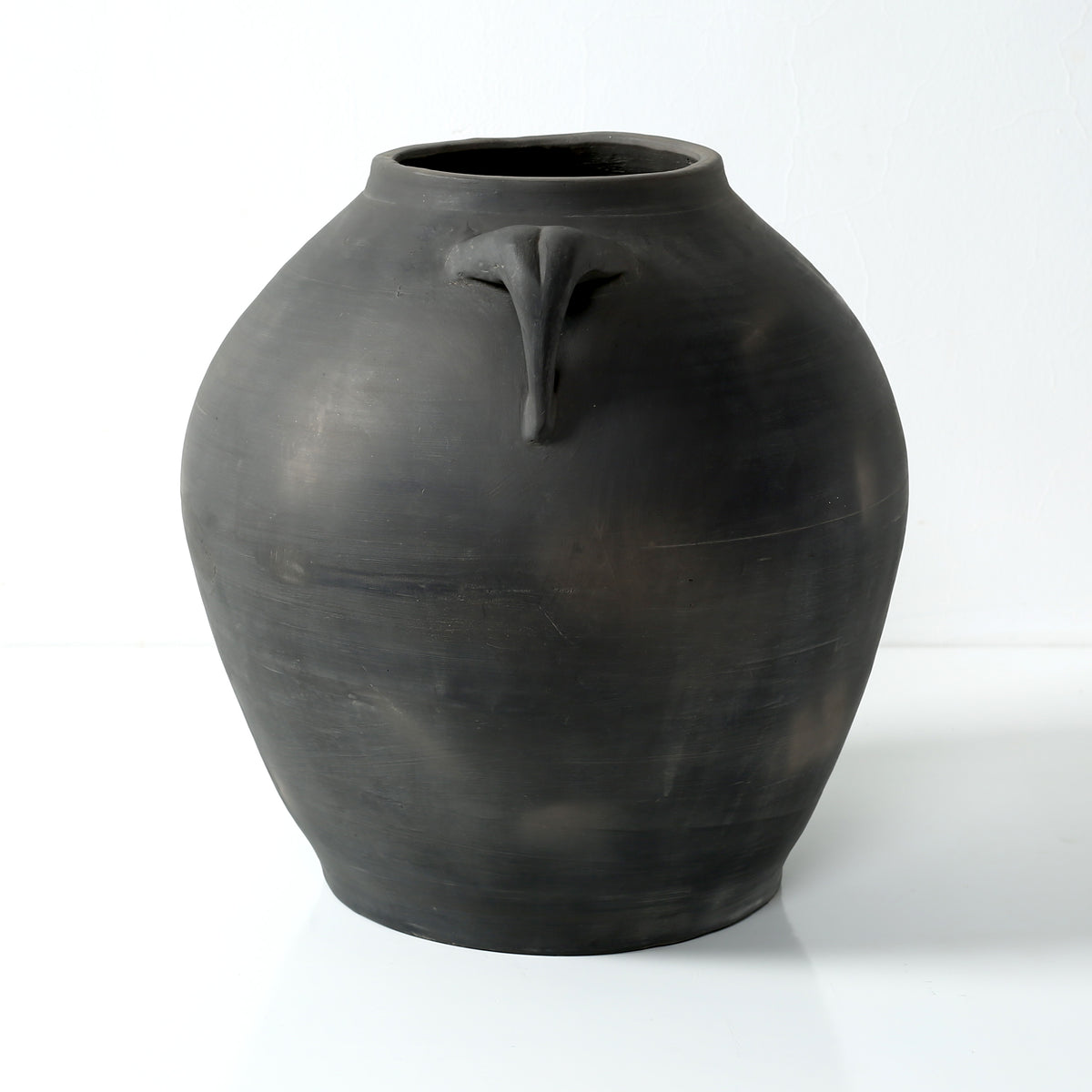 Approx.15" Charcoal Gray Pottery Vase with Two Handles