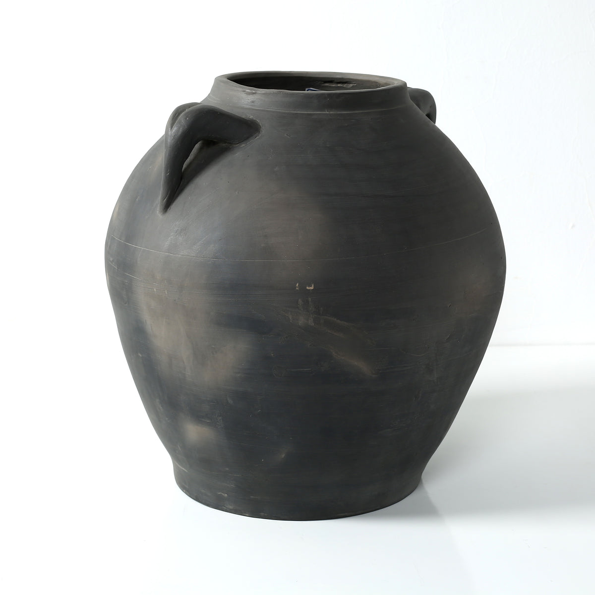 Approx.15" Charcoal Gray Pottery Vase with Two Handles