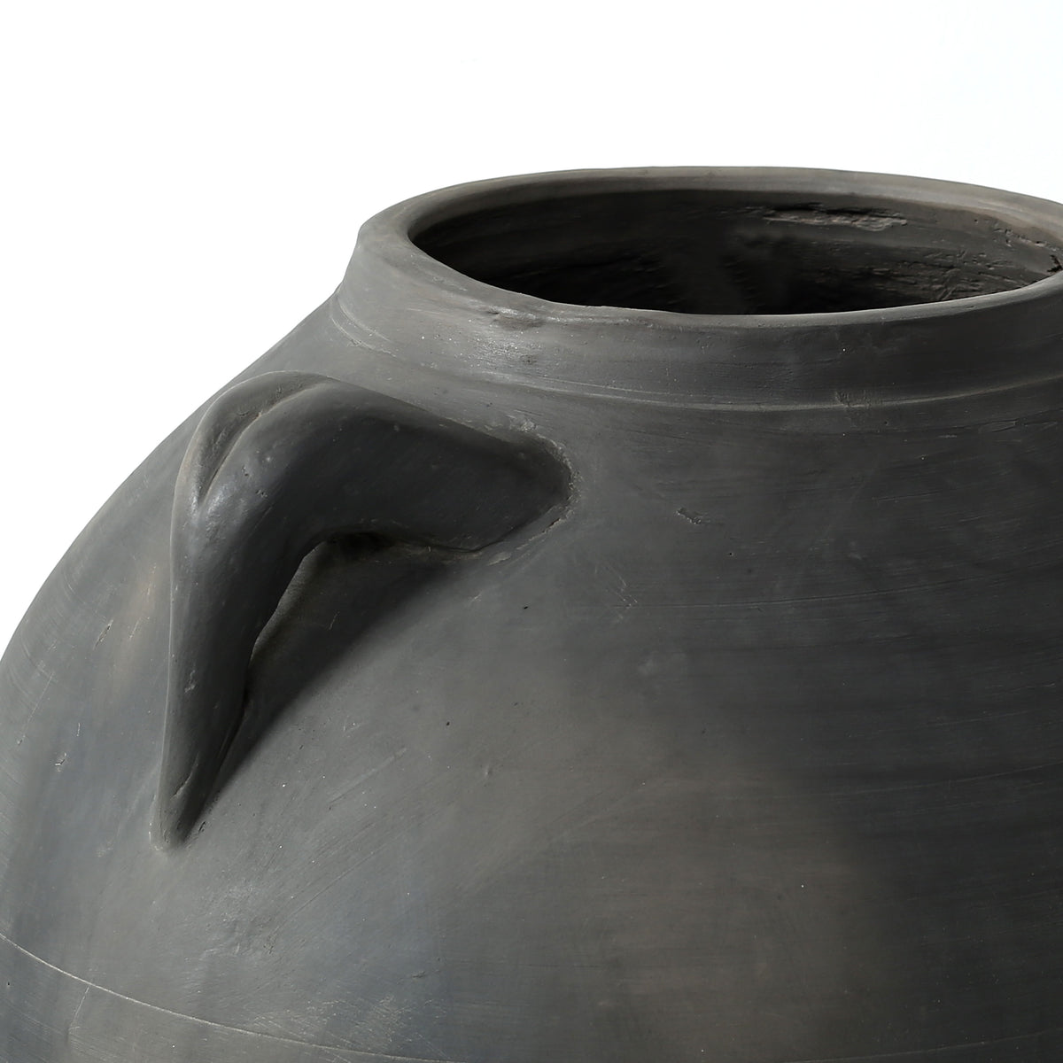 Approx.15" Charcoal Gray Pottery Vase with Two Handles