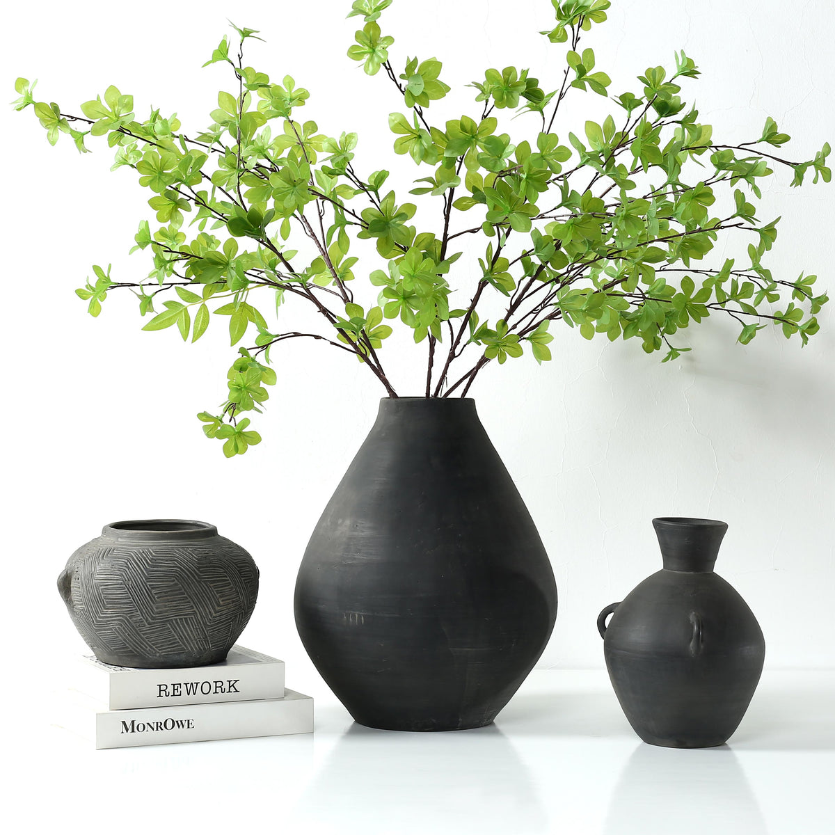 Approx.16" Charcoal Gray Pottery Vase Cone-Shaped