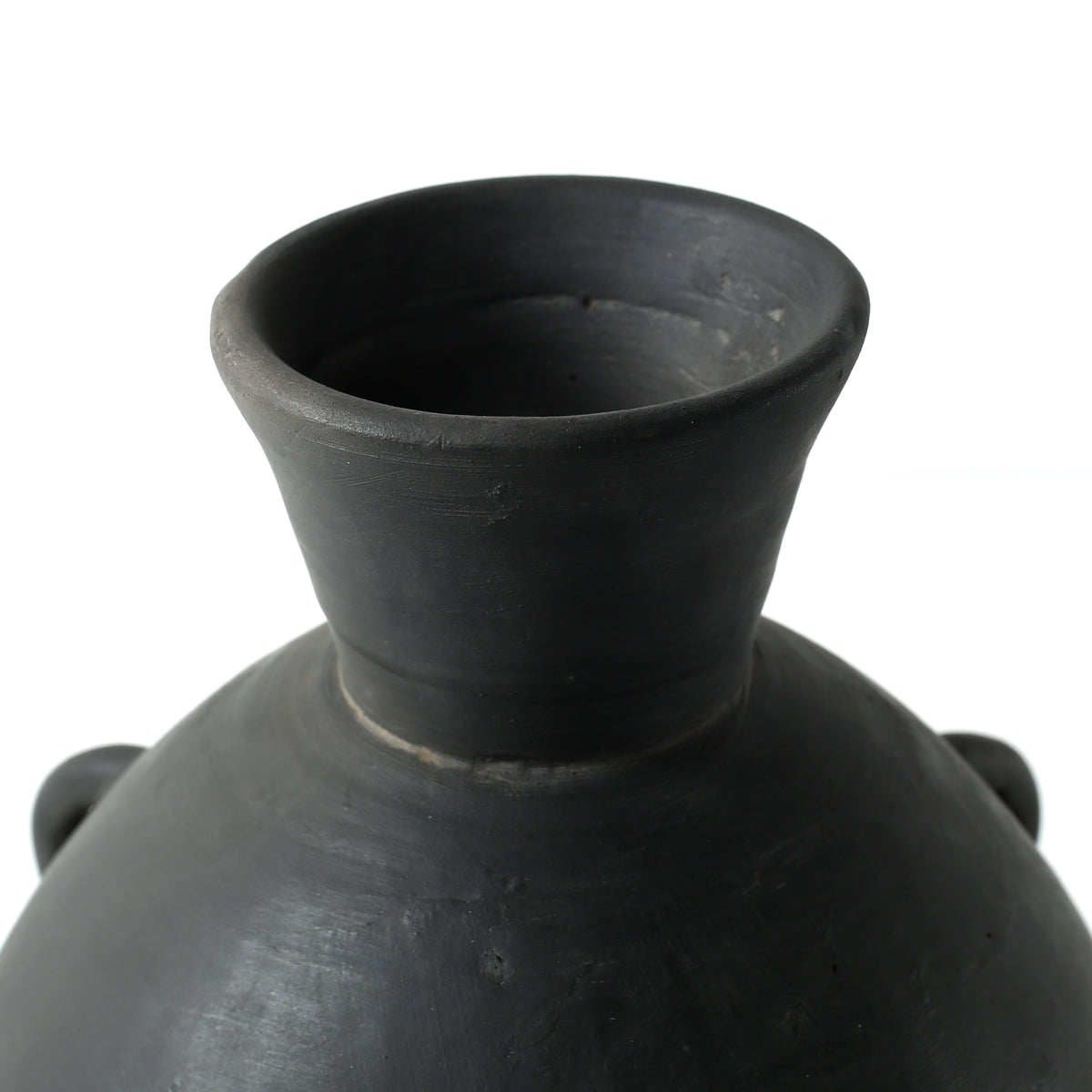 Approx.10" Charcoal Gray Pottery Vase with Three Decorative Hooks