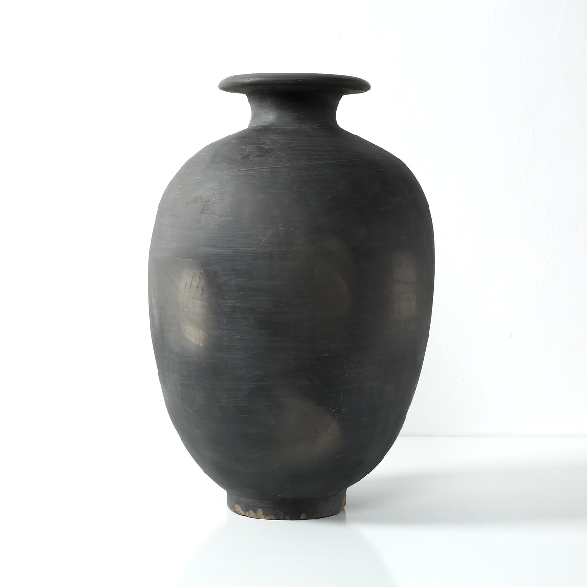 Approx.19" Charcoal Gray Pottery Vase with Small Opening