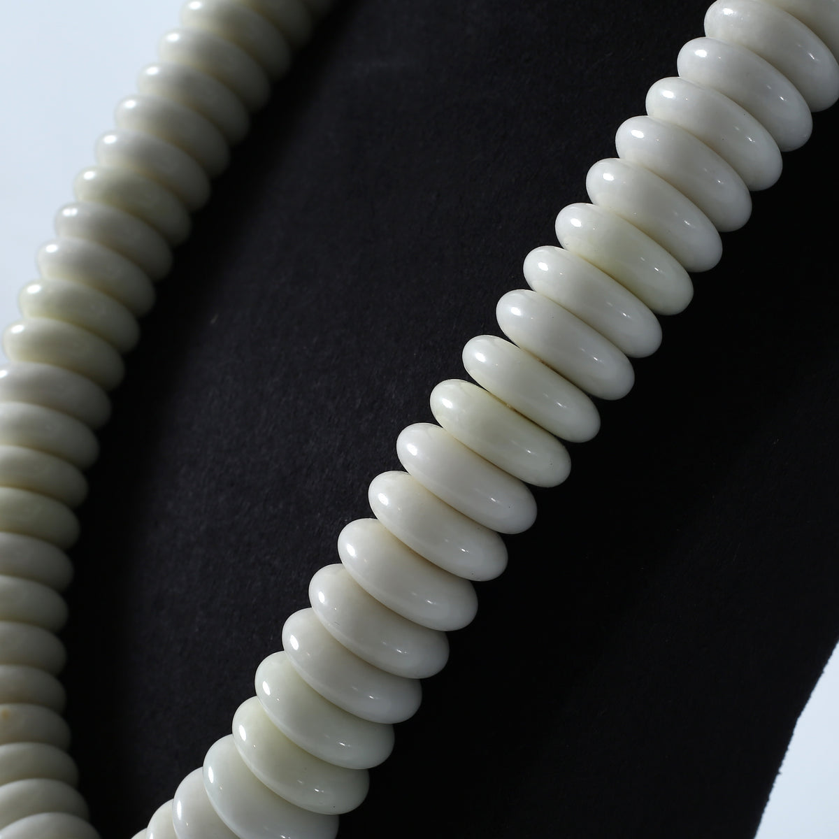 Approx. 12 Inches White Jade Bead Round Button