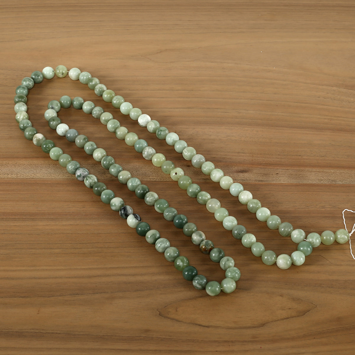 Approx. 35" Long Natural Jade Bead Neutral Green