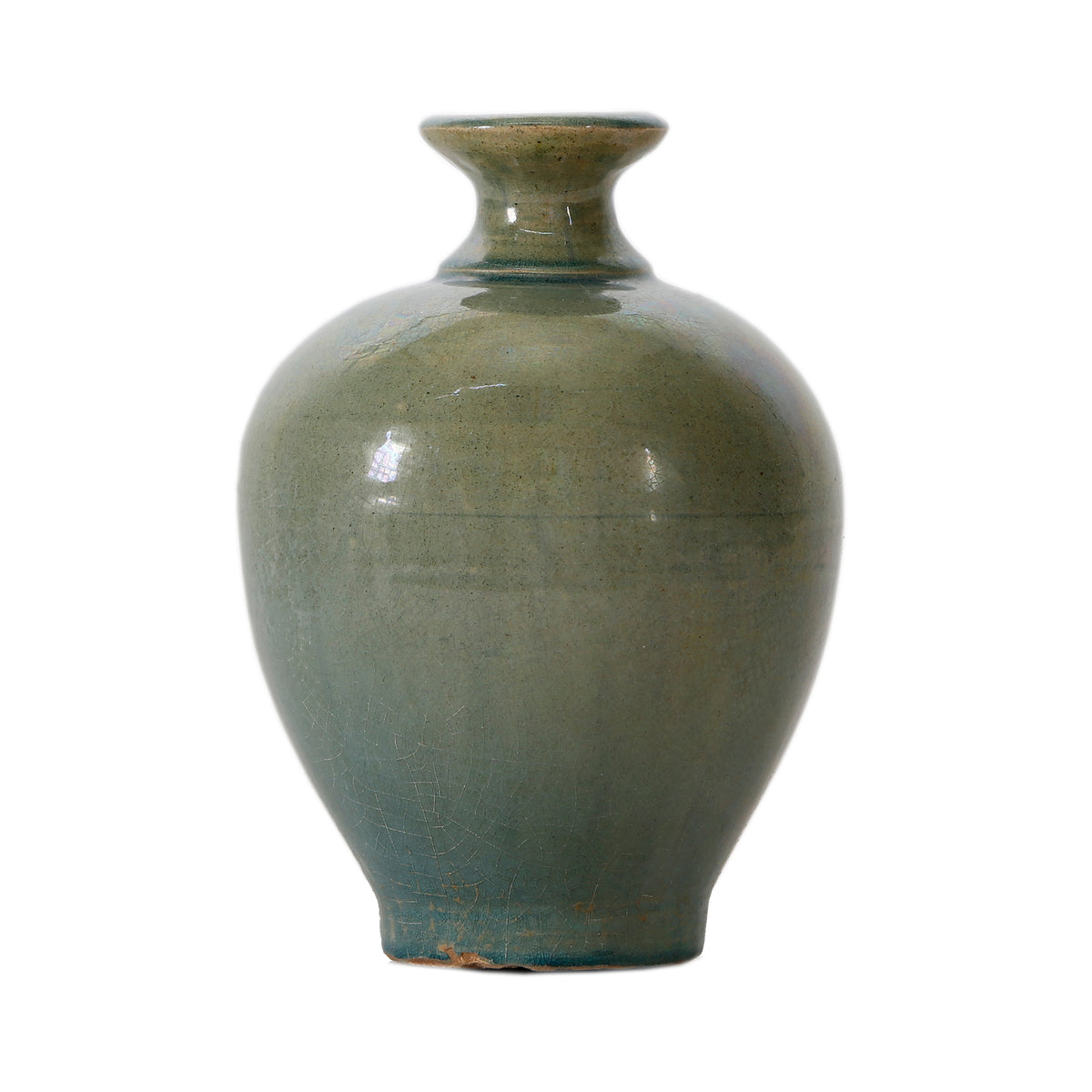 Vintage style Blue-Green vase short neck