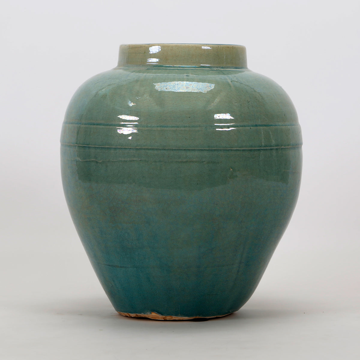Vintage style Blue-Green vase with two lines small