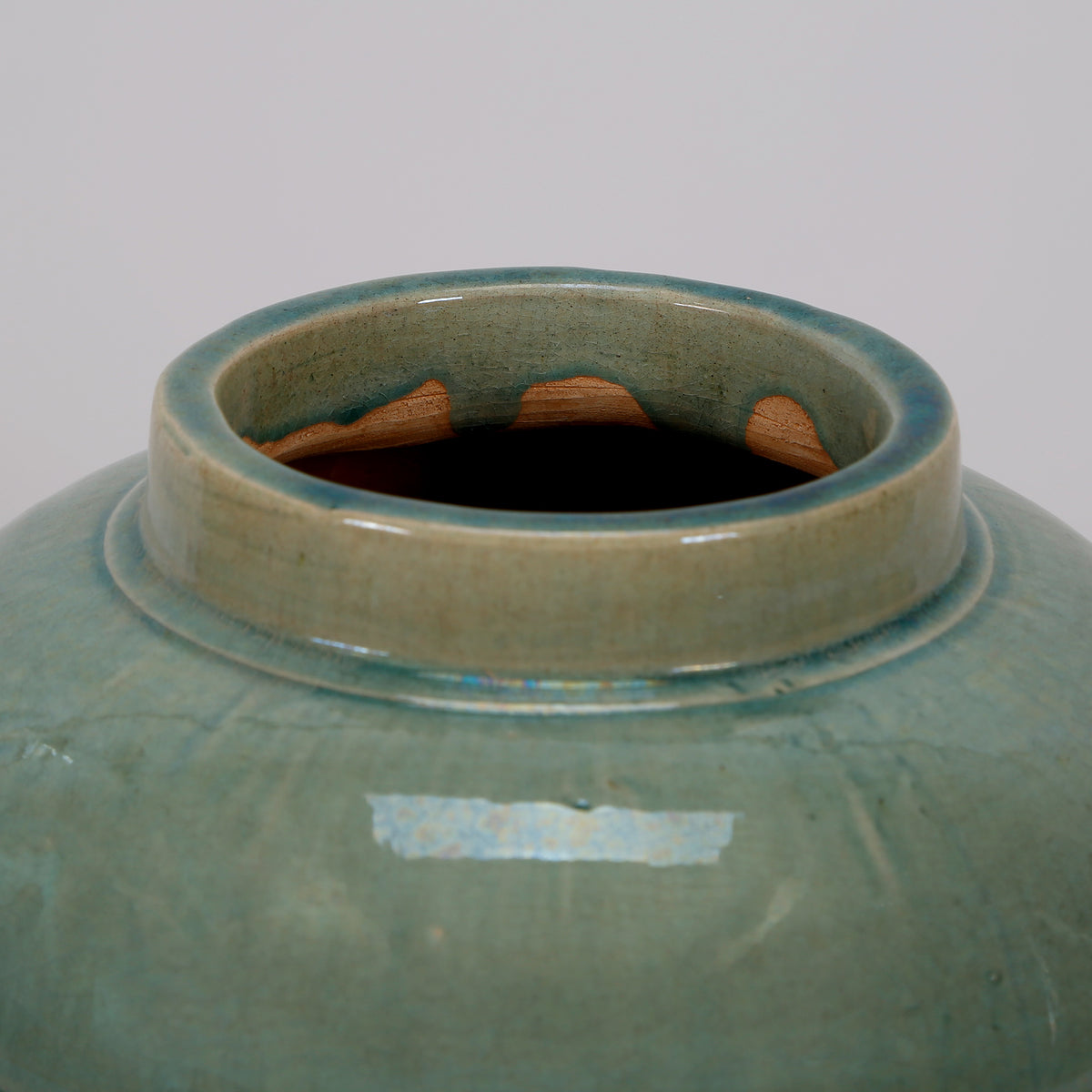 Vintage style Blue-Green vase with two lines small