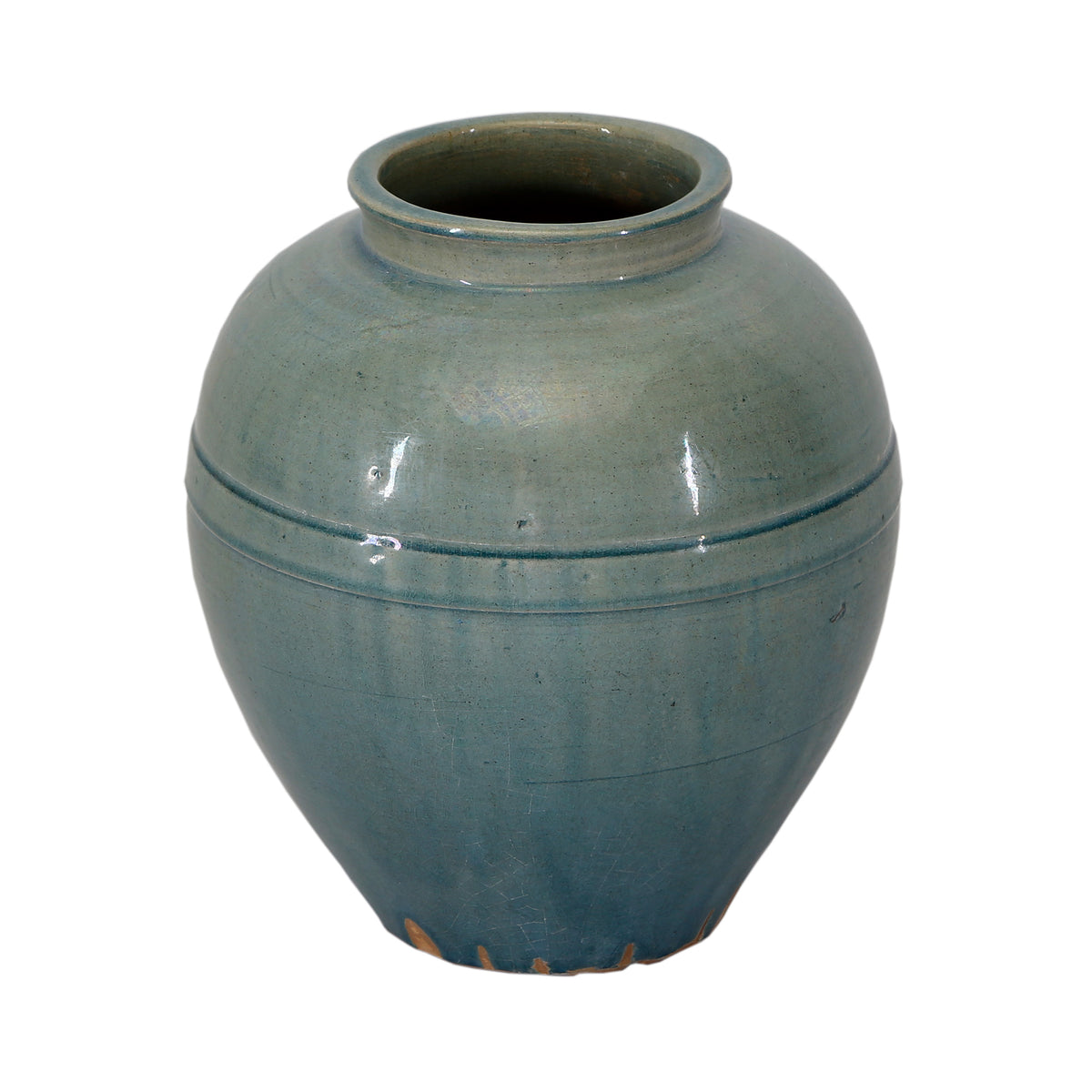 Vintage style Blue-Green vase with two lines small