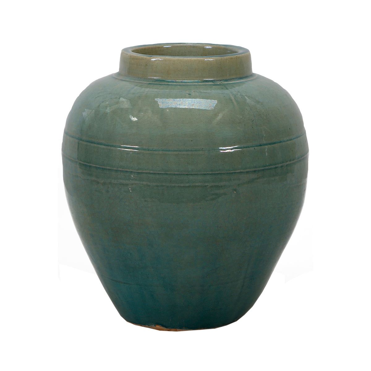 Vintage style Blue-Green vase with two lines small