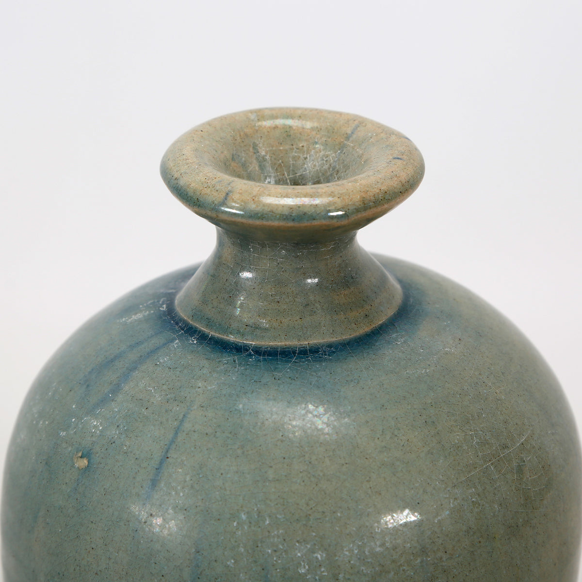 Vintage style Blue-Green vase short neck