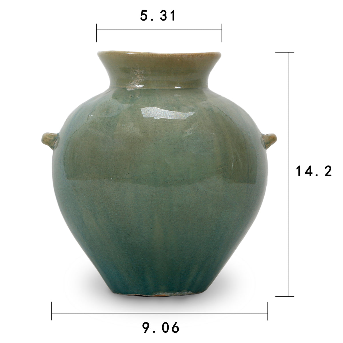 Vintage style Blue-Green round water jar