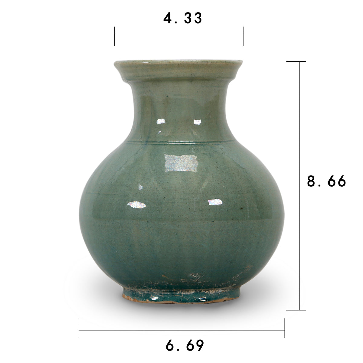 10" Vintage style Blue-Green vase