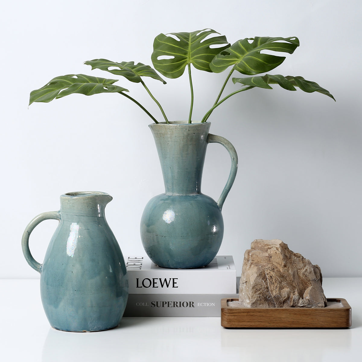 Approx. 9.5" H Vintage Style Blue-Green Pitcher (3.5" Opening)