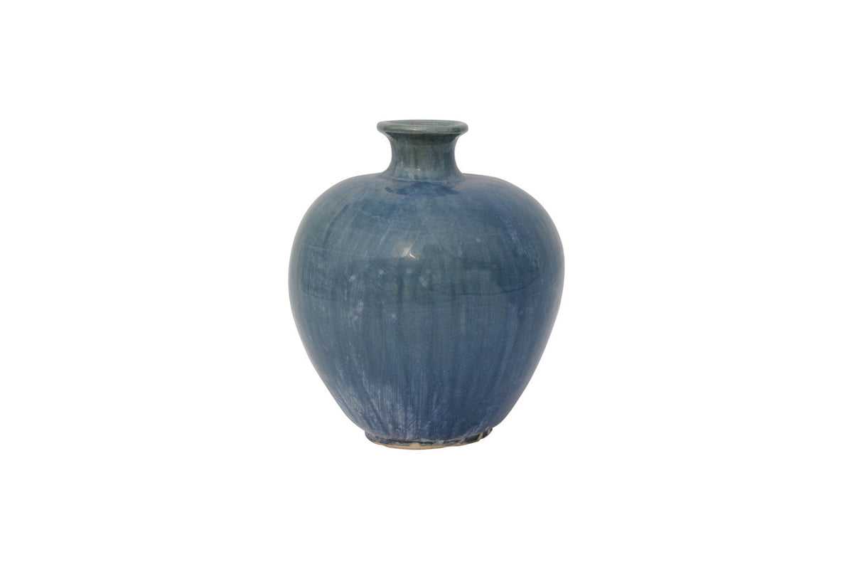 Vintage Style Blue-Green Ceramic Round vase-Small opening