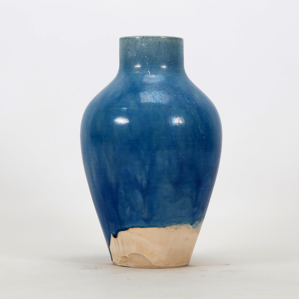 10" Vintage style blue-green tall vase