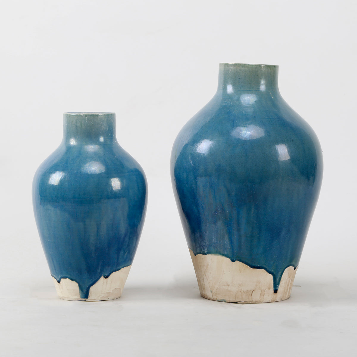 10" Vintage style blue-green tall vase