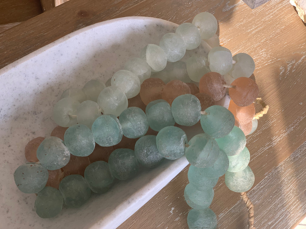 Vintage Sea Glass beads in Aqua Green