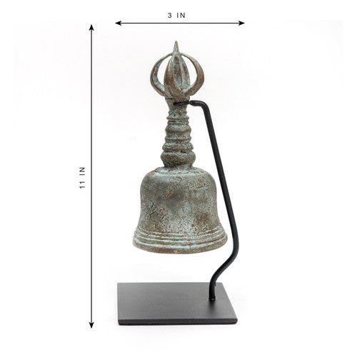 Bronze Ceremonial Bell with Stand Small 3x3x11H image 2