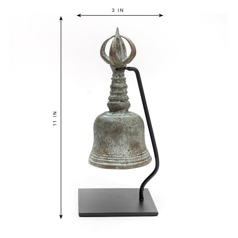 Bronze Ceremonial Bell with Stand Small 3x3x11H image 3