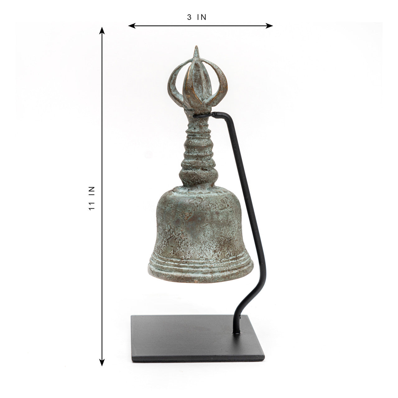 Bronze Ceremonial Bell with Stand Small 3x3x11H