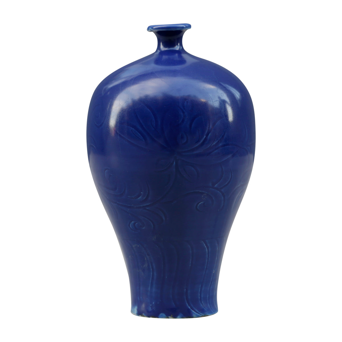 Dark blue glaze MEI vase with tick flowers
