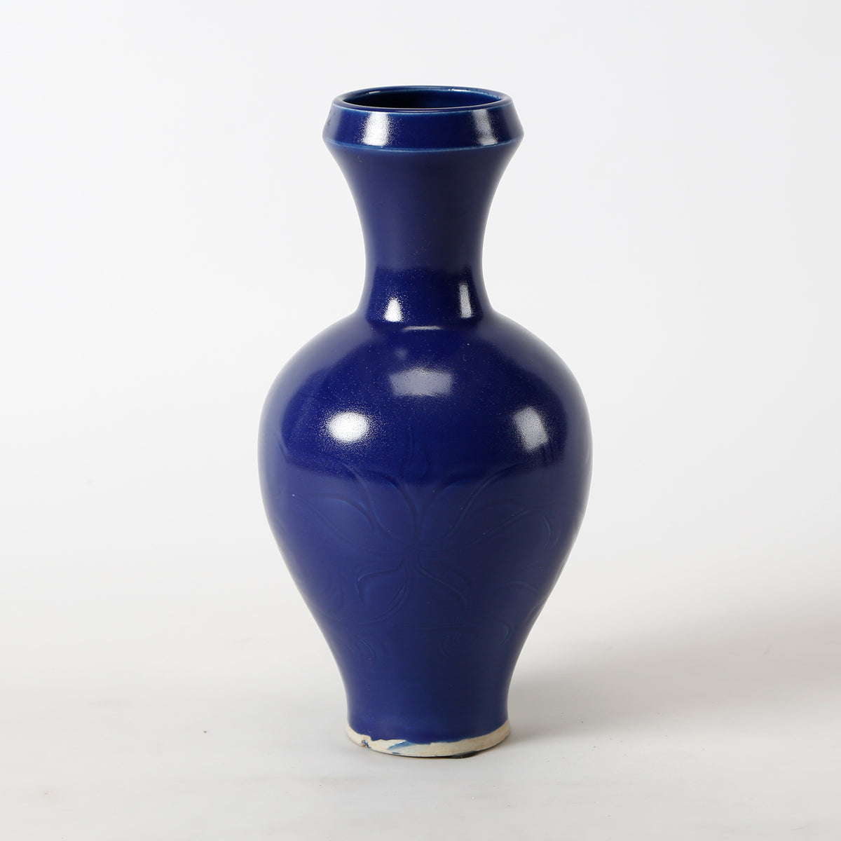 Dark blue glaze vase with tick flowers