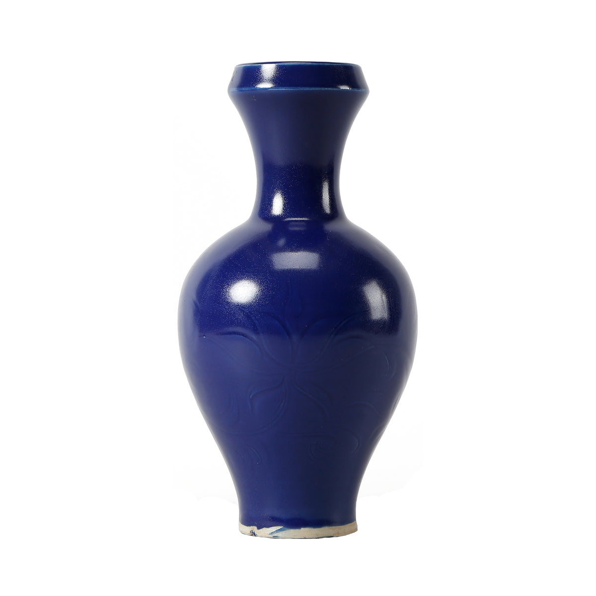 Dark blue glaze vase with tick flowers