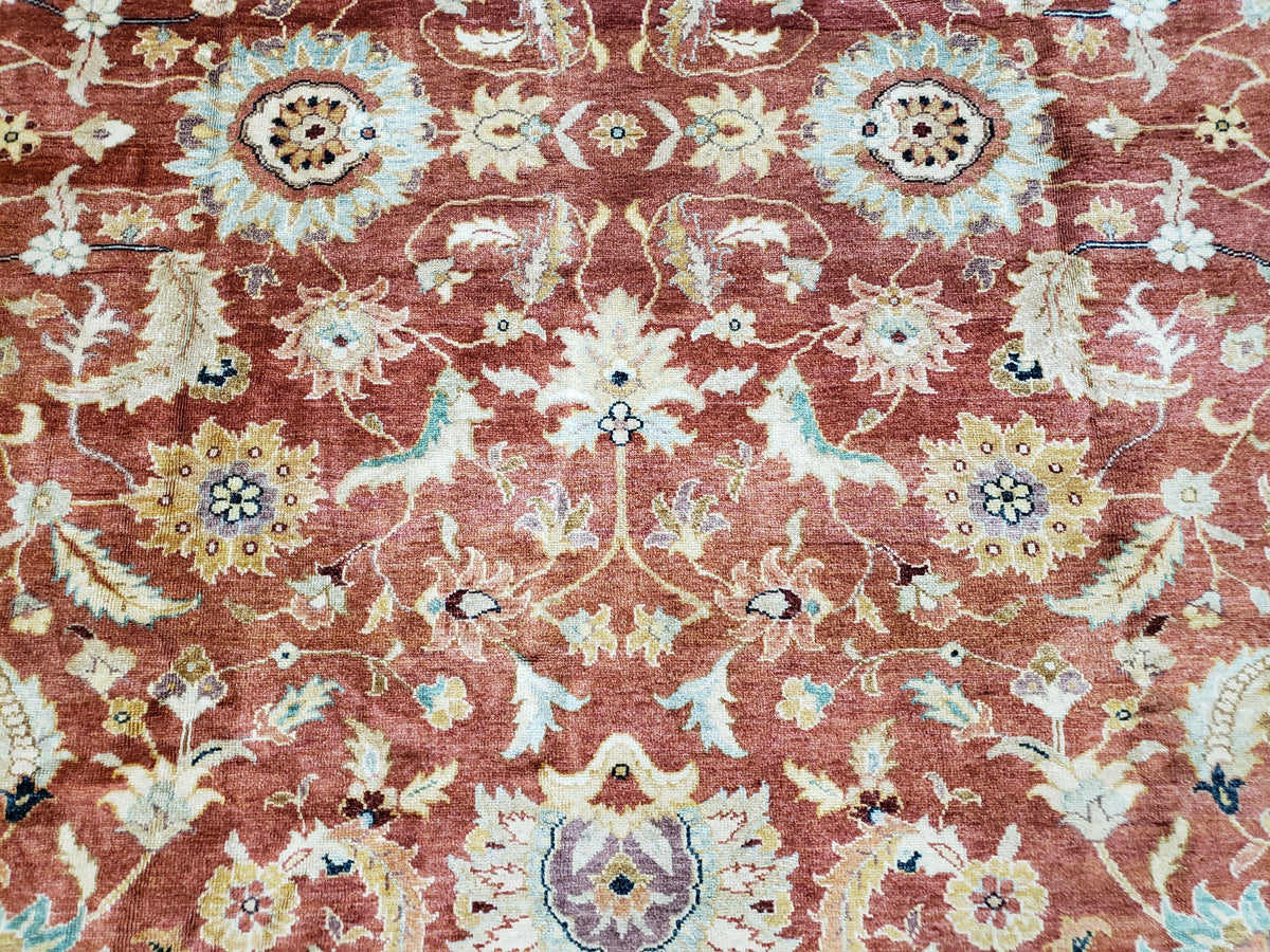 Safavieh Room Sized Rug 10x14, Wool Hand-Knotted Auburn Red & Light Gold Egyptian Mahal Oriental Carpet, 10 x 14 Large Living Room Rug - Jewel Rugs, view 5