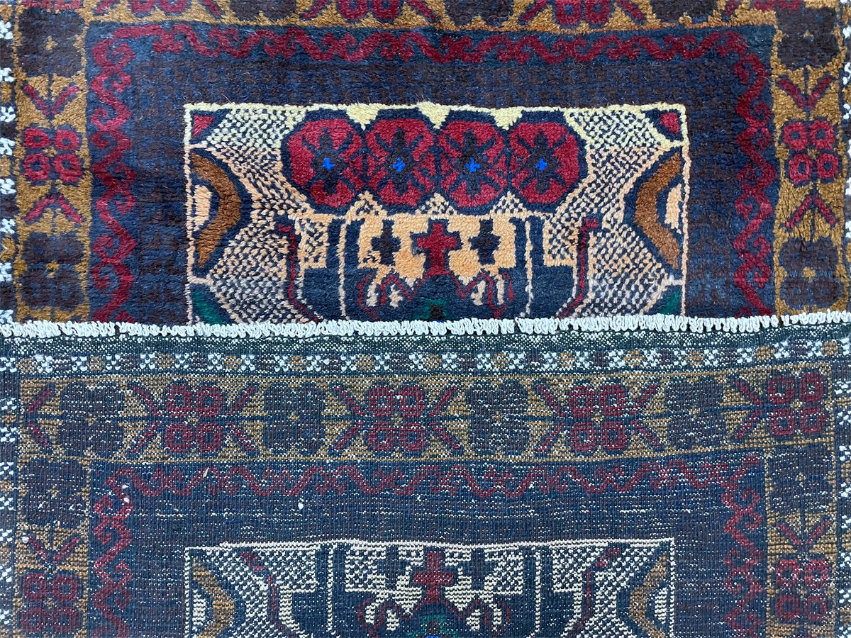 3 X 5 Vintage Handmade Tribal Wool Rug Balouchi Rug Afghan Rug Red Beige Nice - Jewel Rugs, view 10