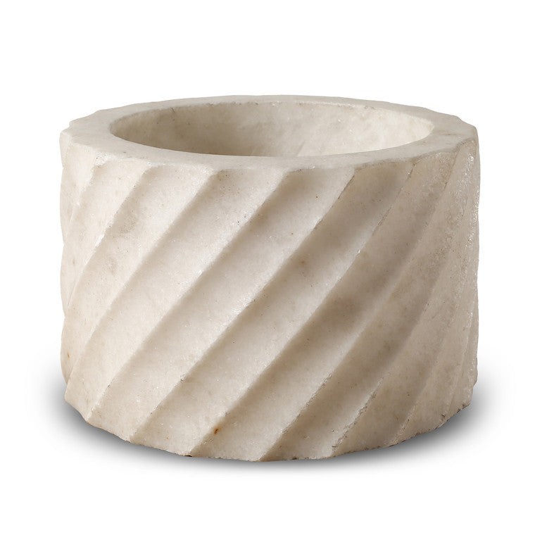 Approx. 12 Inches Wide White Marble Pot with Spiral Pattern Pre-order only image 3
