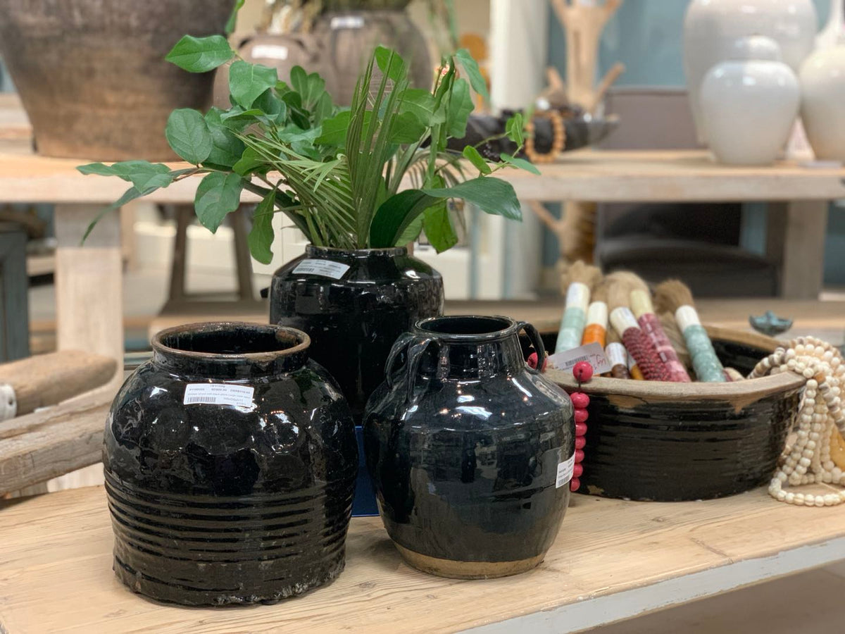Vintage Black Jar With Handles Large size vary
