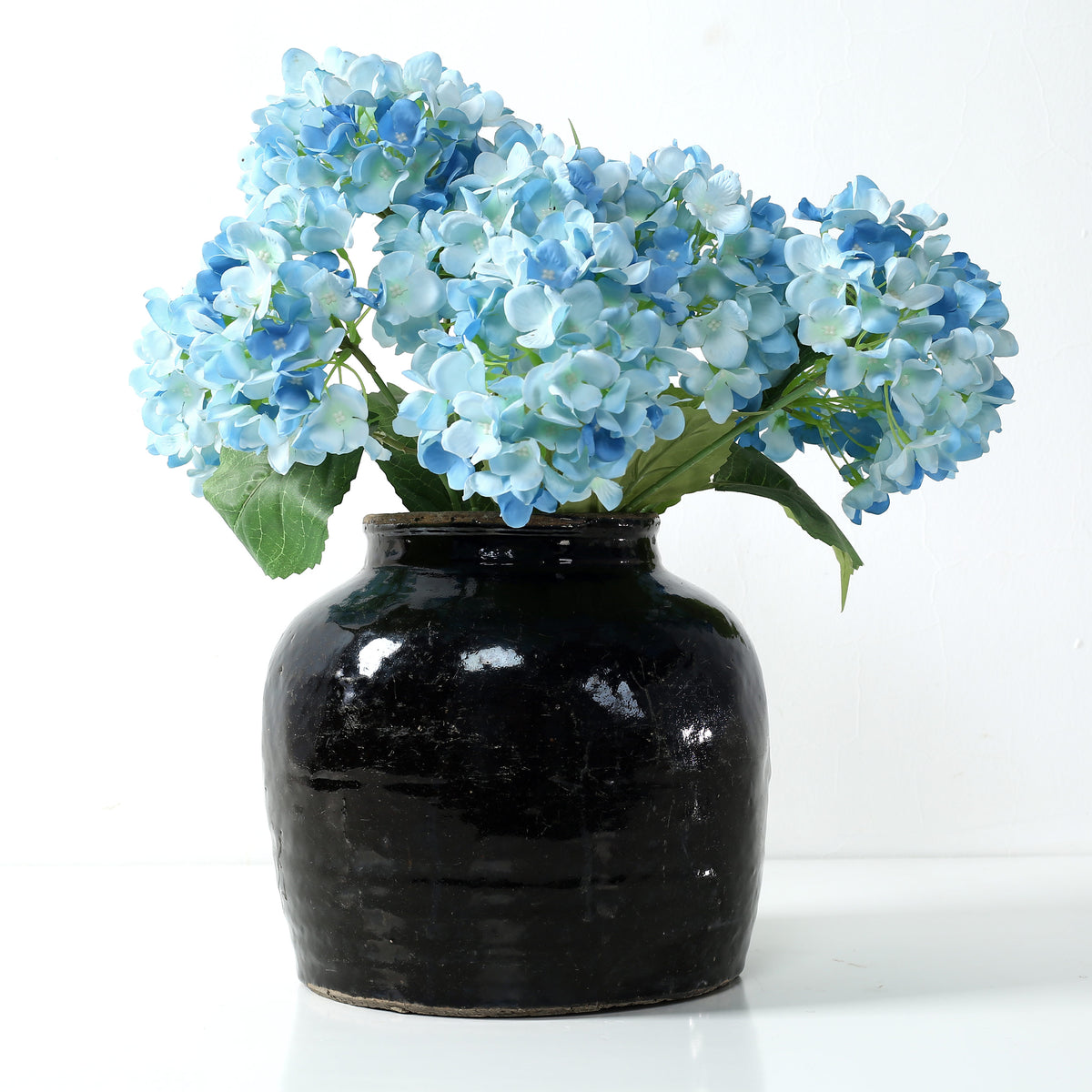 Approx. 10-13 Inches Tall Vintage oil pot with black glaze Large (size vary)