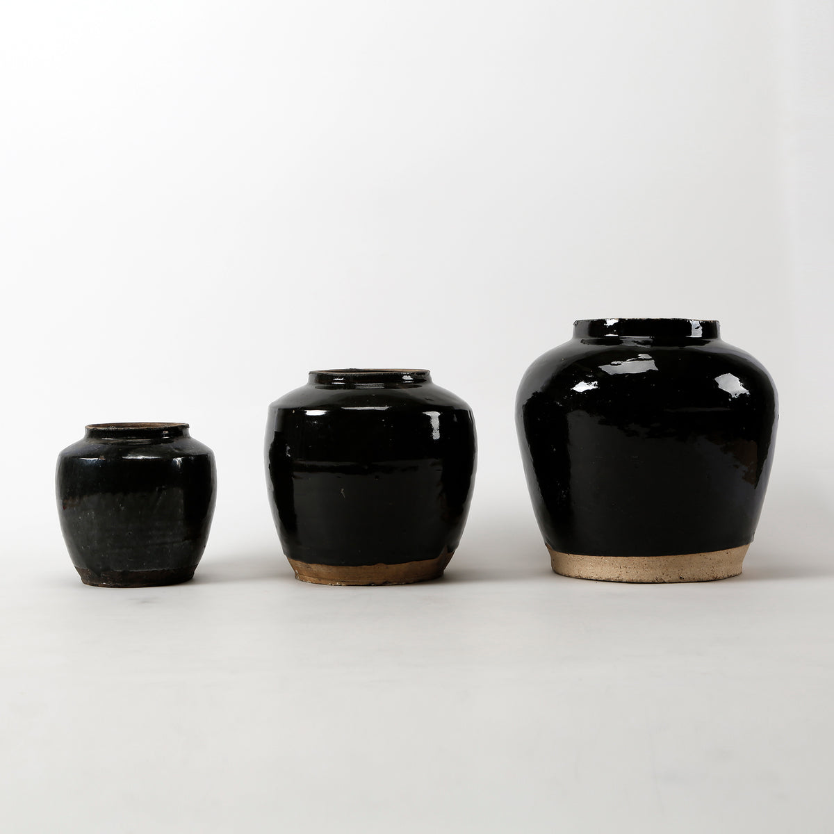 Glazed obsidian small vase with unfinished base Vintage
