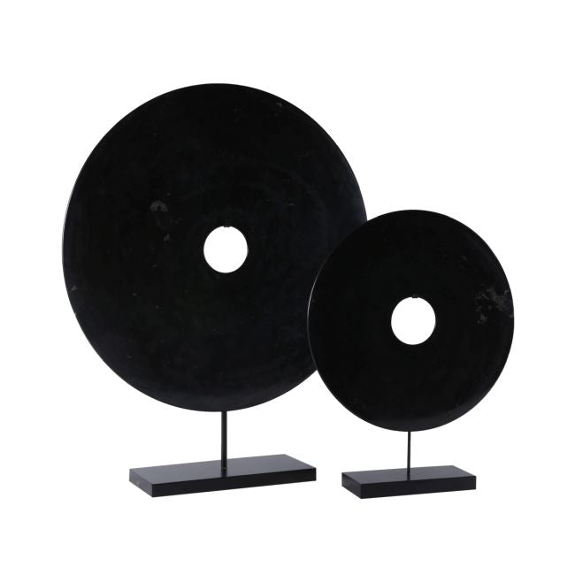 Marble Disk Statue With Base 24 Inch Black