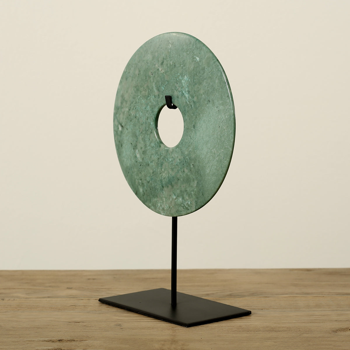 Marble Disk Statue With Base 8 inch Green